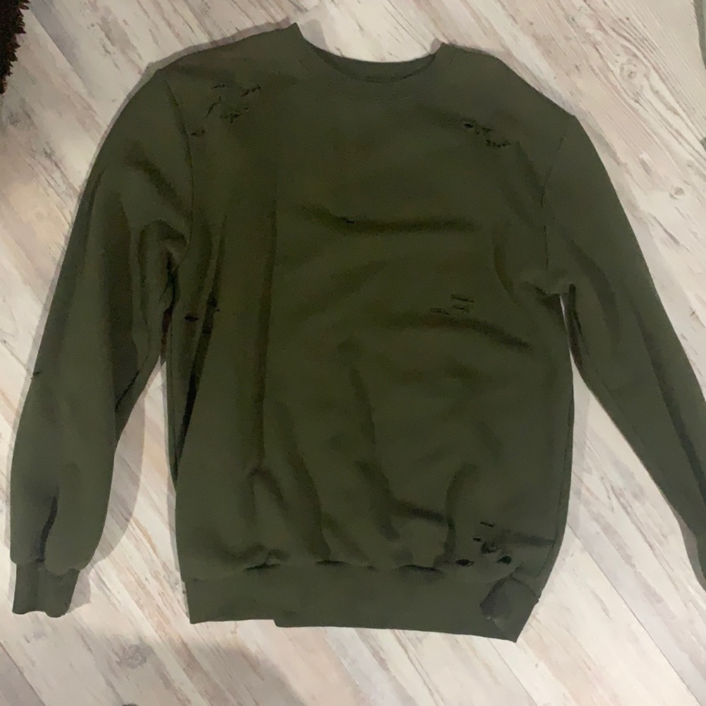 Distressed Ripped Crewneck Sweatshirt